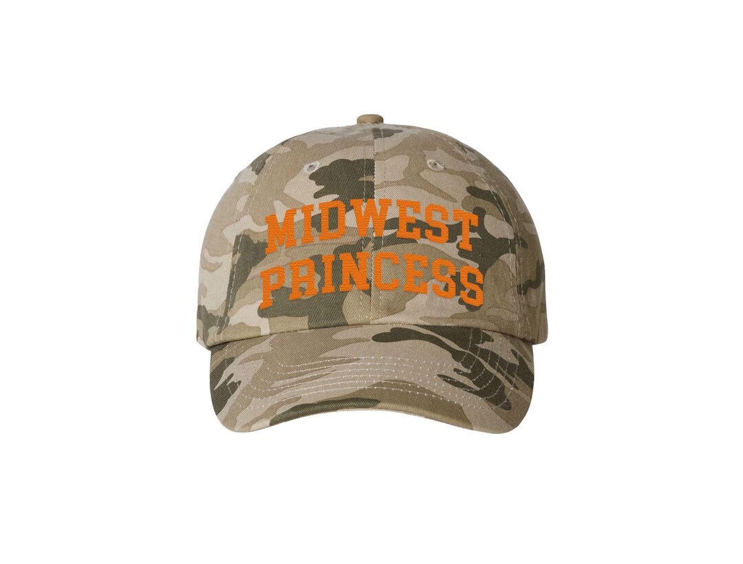 Midwest Princess - Camo Embroidered Dad Hat With Orange Text  display picture 1