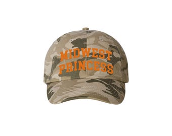 Midwest Princess - Camo Embroidered Dad Hat with Orange Text