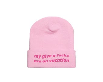 Mis seres queridos están de vacaciones - Gorro de invierno bordado rosa