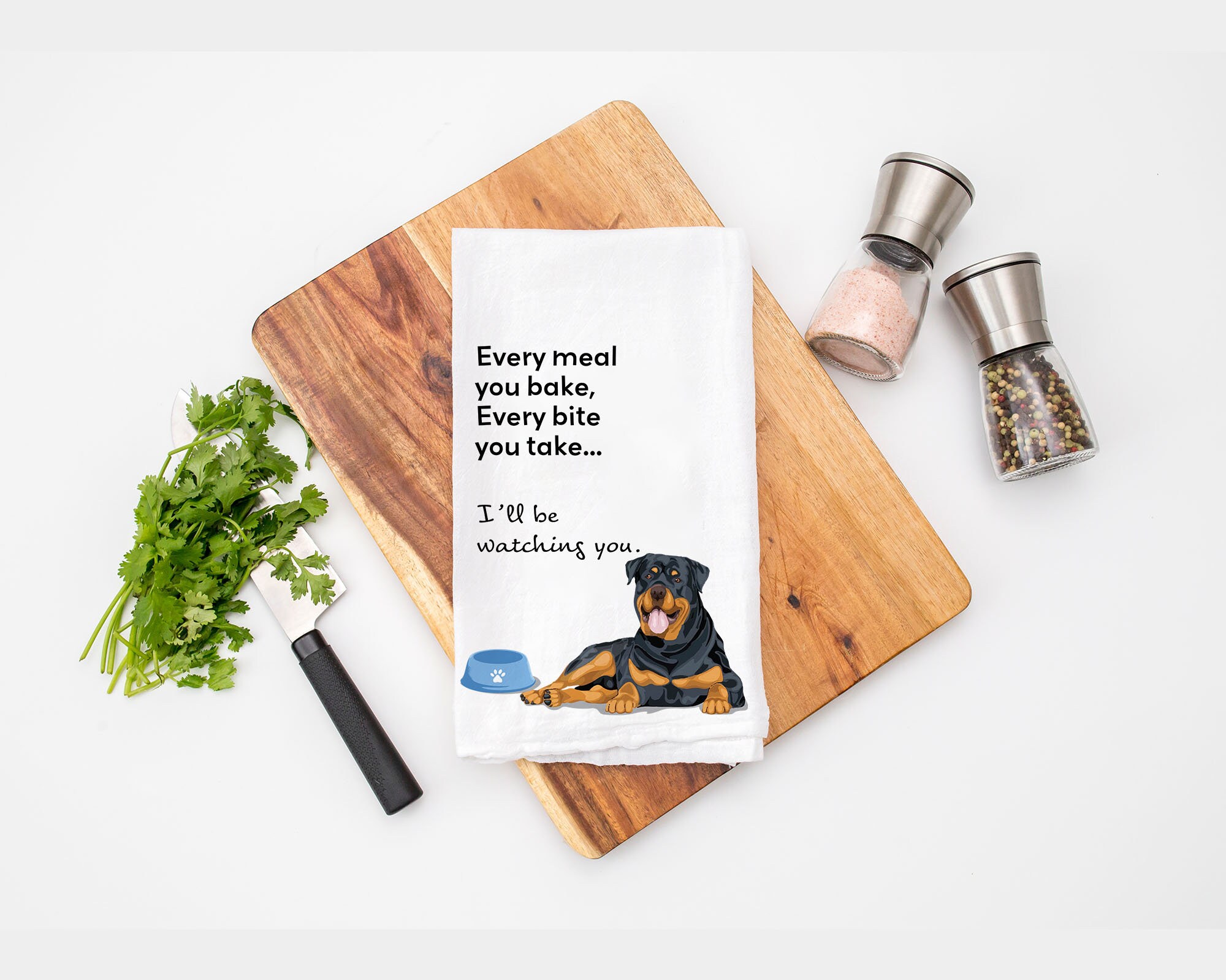 Paño de cocina de algodón con la frase "Every Meal" (Cada comida) de la raza de perro rottweiler