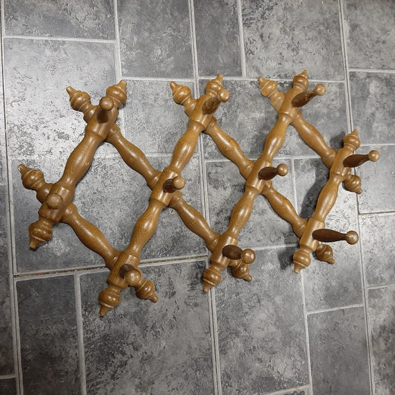 Wall Coat Rack Scissor Coat Rack Hook Rack Accordion Made of Wood 70s Etsy