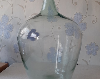 Alter Weinballon, Demijon, Glasballon, zartgrün, Glasvase, Glastopf, 20 l