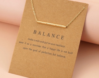 religious best wishes for new job Balance Pendant Necklace, Make A Wish Necklace, Gold Dainty Bar Good Luck Charm, New Journey/Job Gift, Friends Gift, Self Love, Positivity
