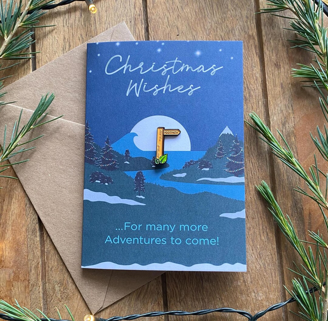 Adventure Christmas Card for Hiking Enthusiast With Keepsake Footpath ...