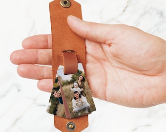 Dad leather keychain personalized with picture, dad keychain, personalized gifts for dad picture keychain, Photo keychains personalized