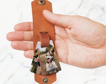 Papa lederen sleutelhanger gepersonaliseerd met foto, papa sleutelhanger, gepersonaliseerde cadeaus voor papa foto sleutelhanger, foto sleutelhangers gepersonaliseerd