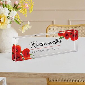 Acrylic Desk Sign - Custom Name Plate for Office, Desk Name Plate Personalized | Acrylic Desk Name Plate | Office Name Sign