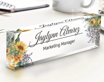 Office Accessories: Desk Name Plate - Personalized Gift, Desk Plaque Name Plate for Desk, Personalized Acrylic Gift Custom Office Name Sign