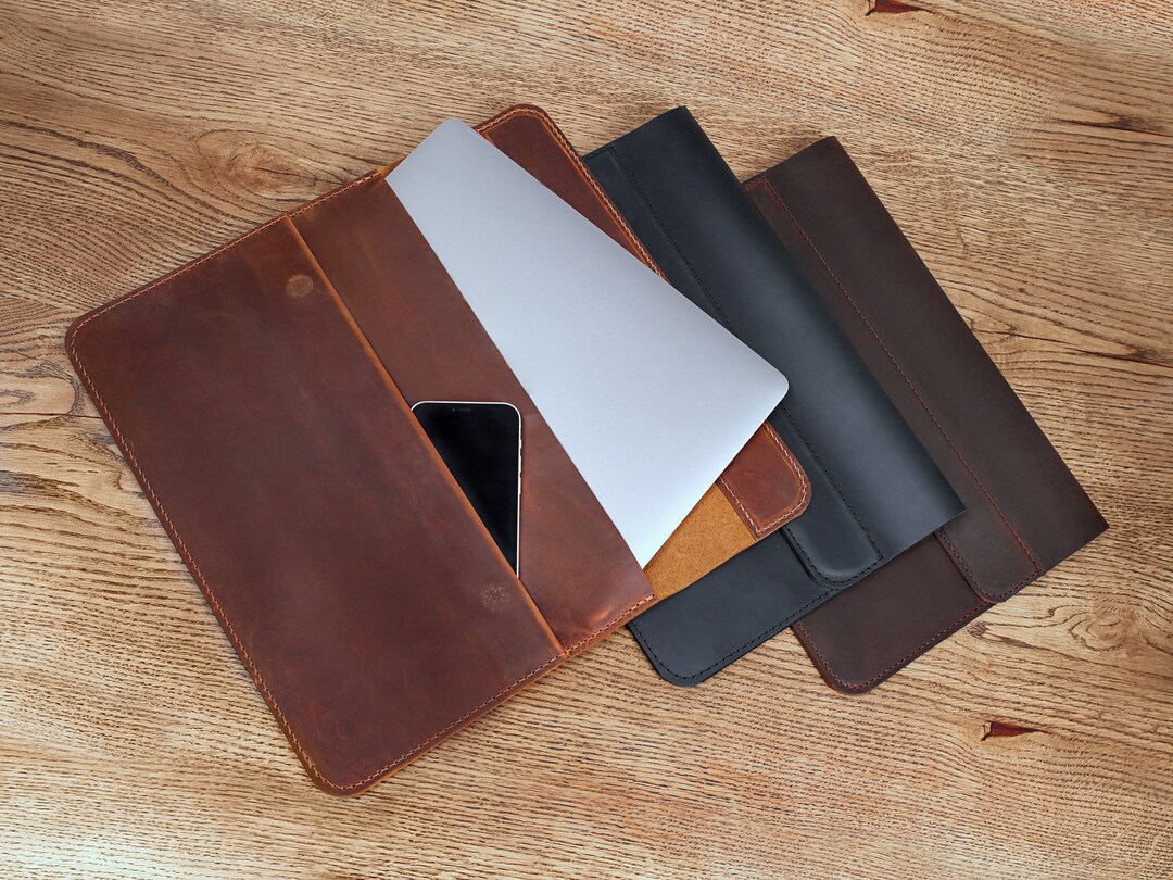 Personalized Leather MacBook Pro M1 14 Sleeve, Custom MacBook Air 13 M2 ...
