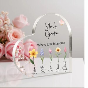 Geschenk für Mutter Geburtstag Benutzerdefinierte Herz Andenken für Mama Acryl Herz mit Kinder Namen für Geburtstage & Jahrestage Acryl Geschenk für Mutter