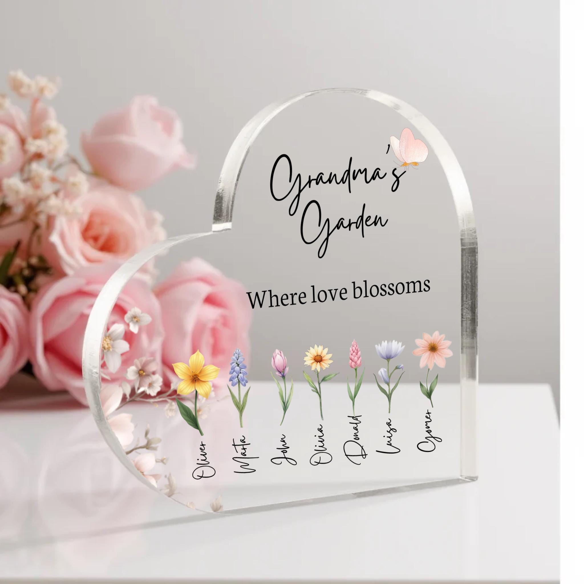 Personalized Grandma Birthday Gift Perfect Gift for Grandma’s Special Day Custom Family Heart Gift Grandma’s Birthday Gift Engraved Heart