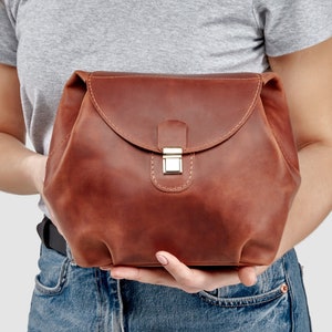 Borsa da trucco in pelle regalo personalizzata da donna, borsa da toilette da donna personalizzata, accessori in pelle