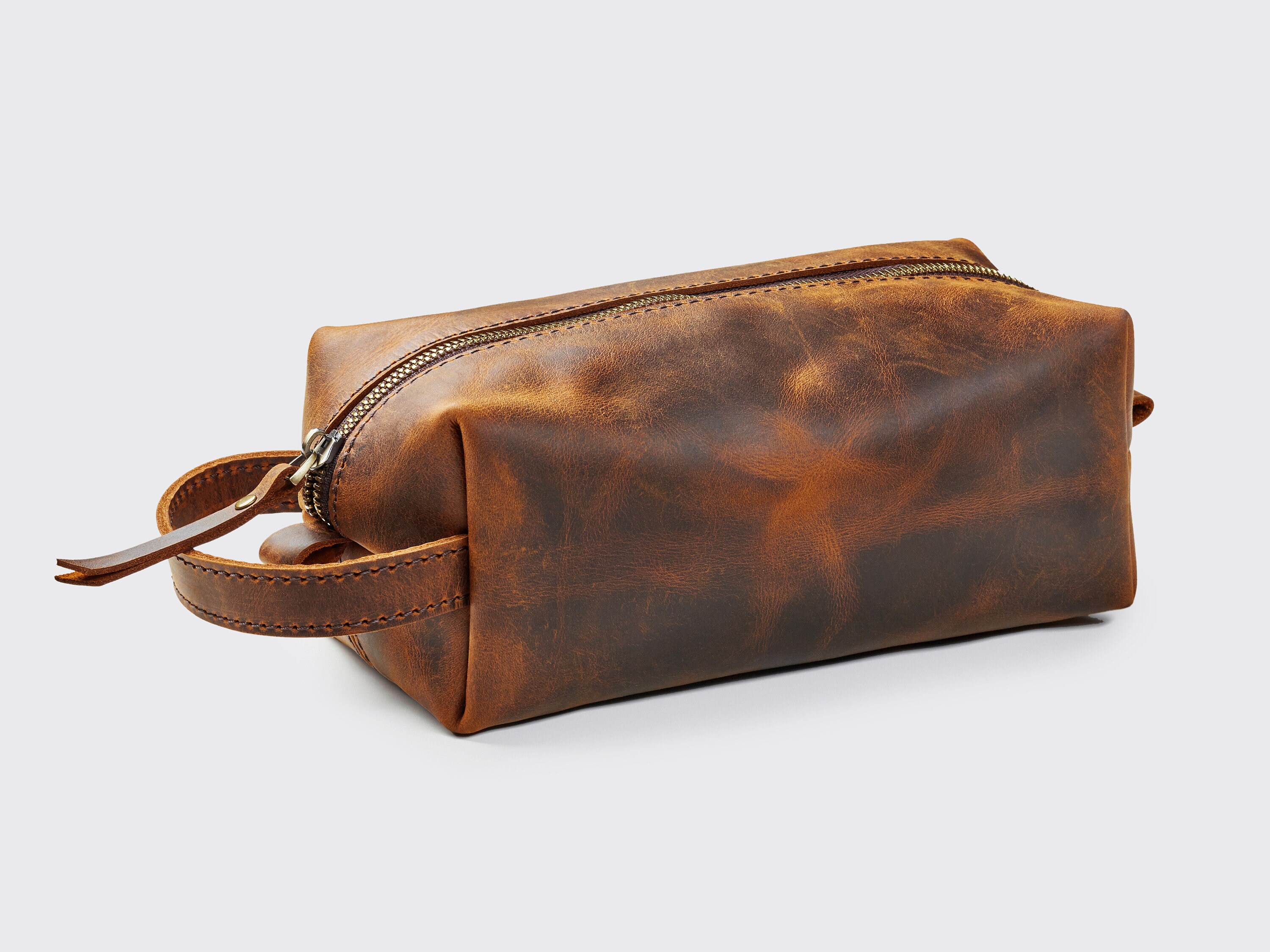 Leather Dopp Kit Bag, Mens Toiletry Bag Gift, Leather Travel Kit for ...