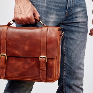 Maletín de cuero para hombre, maletín de cuero para hombre, regalo para hombre del día del padre, cartera de cuero de papá, bolso de cuero para computadora portátil