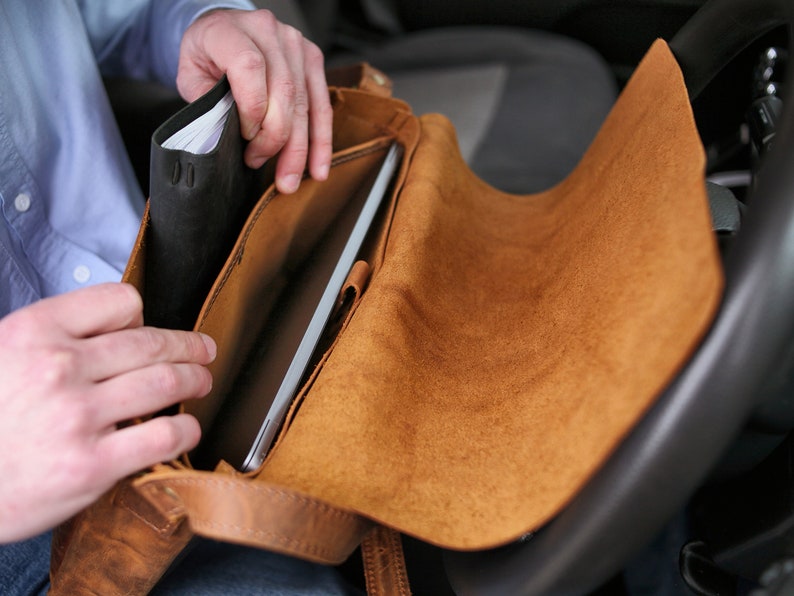 Handmade Mens Leather Laptop Messenger Bag, Leather Office Bag, MacBook