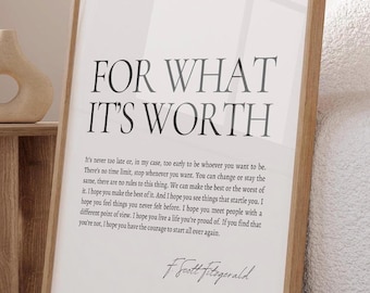 F. Scott Fitzgerald Quote Print: Motivational Wall Art (Instant Download)