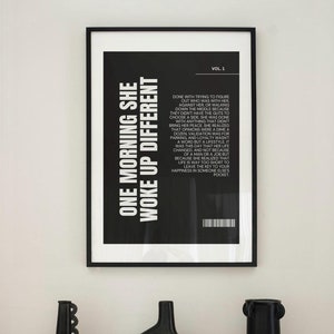One Morning She Woke Up Different,Feminist Print,Female Empowerment,Feminism Wall Art,Trendy Aesthetic Typography Black White Wall Art Print