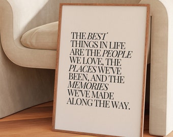 Best Things in Life Quote Modern Trendy Typography Poster Apartment Home Decor Budget Friendly Makeover