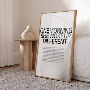 One Morning She Woke Up Different, Feminist Print, Female Empowerment, Woman line art, Feminist Wall Art, Strong Women Quote, Divorce Gift