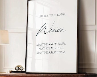 Feminist Poster, Strong Women Quote Printable Wall Art in Four PNG Sizes