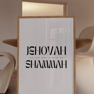 Jehovah Shammah, Jehovah Names of God, Bible Wall Art, Hebrew Names of God, Modern Christian Art ...
