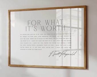 Fitzgerald Print, F. Scott Quote Wall Art, Digital Download PNG Files