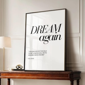 Dream Again  C.S. Lewis, Book Page Wall Art, Literary Art, CS Lewis Quote, CS Lewis Wall Art,  Book Page Signs, Trendy Life Quote Print,