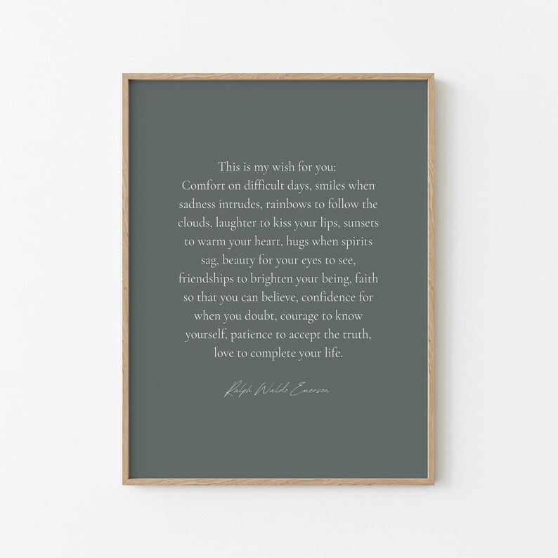 Stampa con citazione di Ralph Waldo Emerson: arte murale letteraria ispiratrice (download digitale) immagine 3
