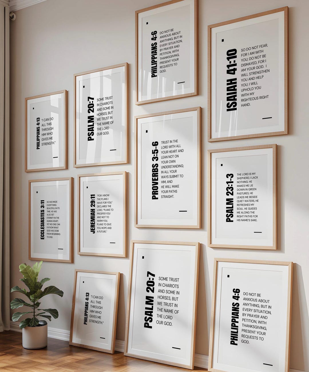 Modern Christian Wall Art Print Bundle, Set of 8 Bible Scripture Verses ...