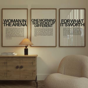 強い女性の名言タイポグラフィ3点セット、モチベーションを高めるトレンディなウォールアートプリント、ポジティブな名言ポスター、女性のエンパワーメント、ホームオフィスの装飾