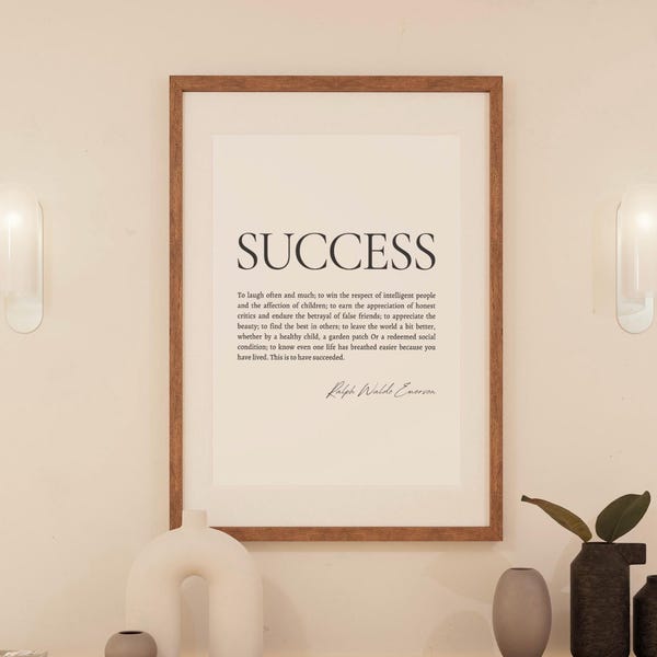 Impresión tipográfica con cita de Ralph Waldo Emerson: regalo inspirador para graduados, arte mural imprimible para amantes de la lectura.