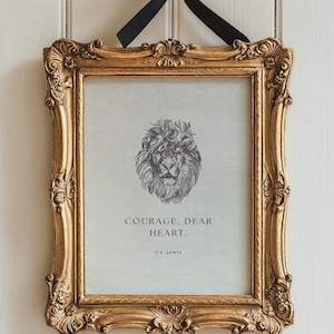 Courage Dear Heart C.S. Lewis, Book Page Wall Art, Literary Art, CS Lewis Quote, CS Lewis Wall Art,  Book Page Signs, Life Quote Print