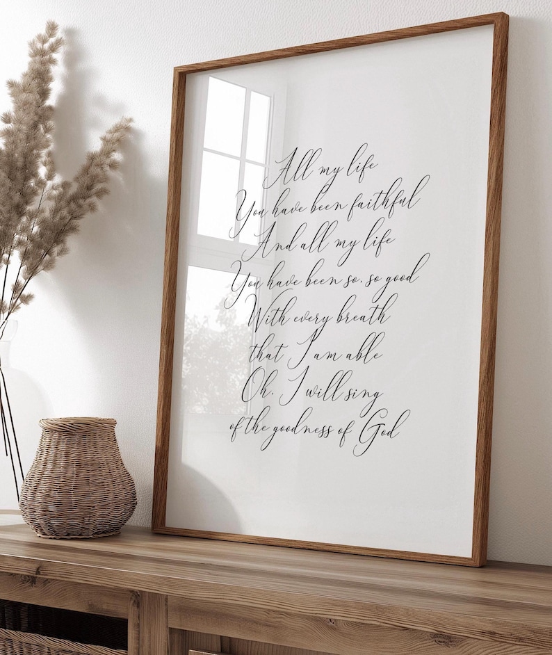 The Goodness of God songtekst kunst aan de muur, inspirerend christelijk decor, aanbiddingslied print, digitale download afbeelding 2