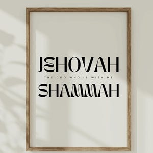Jehovah Shammah, Jehovah Names of God, Bible Wall Art, Hebrew Names of God, Modern Christian Art ...
