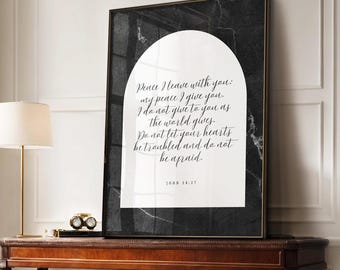 John 14:27 Bible Verse Quote Scripture Wall Art, Printable Christian Faith Poster, Christian Modern, Jesus Christ God Scripture Art Print