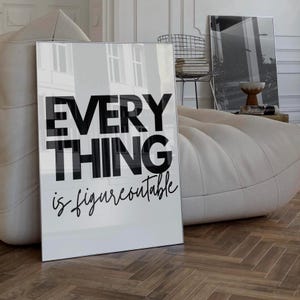 Motievencitaat trendy muurkunstprint | Positief citaatposter | Alles is berekenbare typografie | Muurkunst grote woonkamer