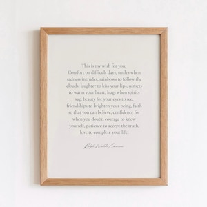 Stampa con citazione di Ralph Waldo Emerson: arte murale letteraria ispiratrice (download digitale) immagine 2