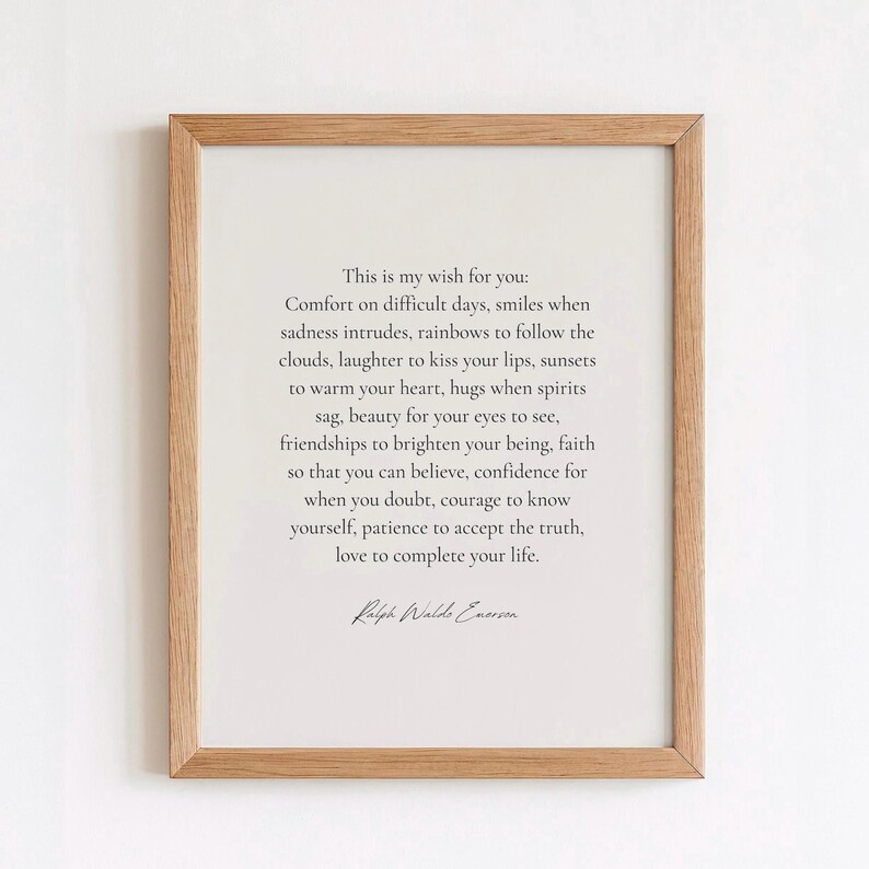 Stampa con citazione di Ralph Waldo Emerson: arte murale letteraria ispiratrice (download digitale) immagine 2