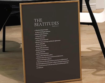 The Beatitudes Print: Sermon on the Mount, Minimalist Christian Wall Art (Digital Download)