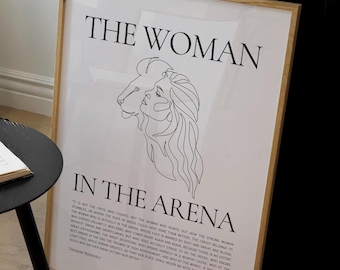 Motivational Quotes for Women, Man in the Arena, Empowering Decor, Strong Woman Gift for Her