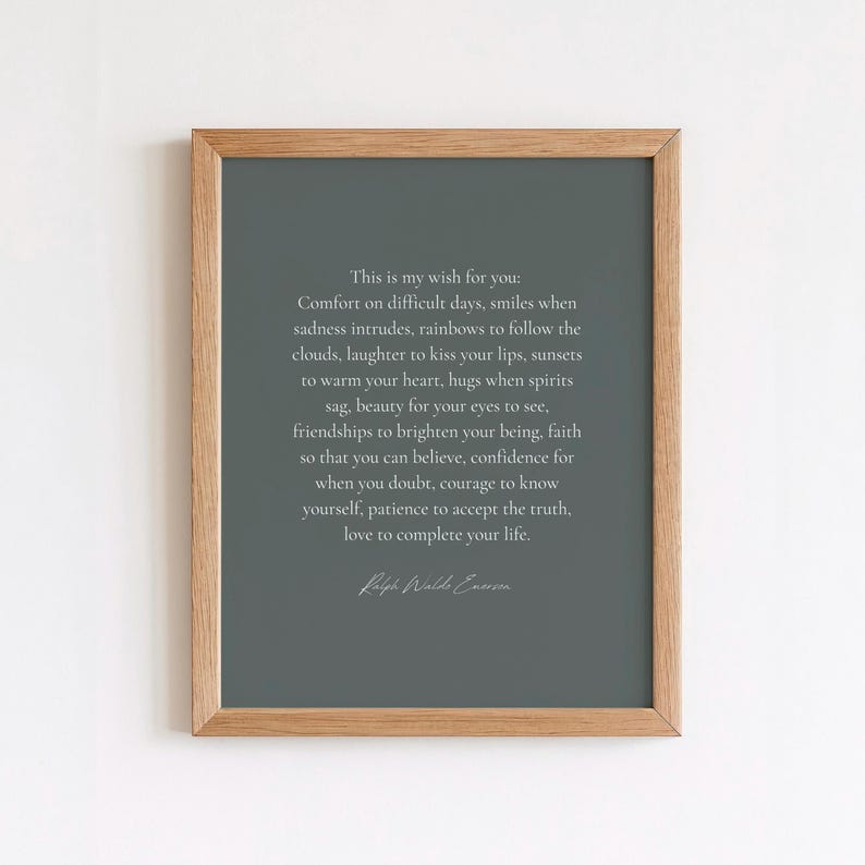 Stampa con citazione di Ralph Waldo Emerson: arte murale letteraria ispiratrice (download digitale) immagine 10