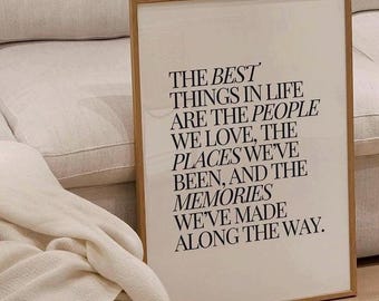 Best Things in Life Quote Modern Trendy Typography Poster Apartment Home Decor Budget Friendly Makeover