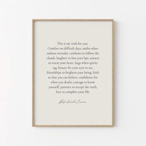 Stampa con citazione di Ralph Waldo Emerson: arte murale letteraria ispiratrice (download digitale) immagine 1
