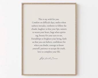 Stampa con citazione di Ralph Waldo Emerson: arte murale letteraria ispiratrice (download digitale)