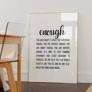 Eres suficiente Empoderamiento femenino Decoración femenina Mujeres empoderadas Cita de mujeres fuertes Arte de pared de empoderamiento de la mujer Regalo de aliento para ella