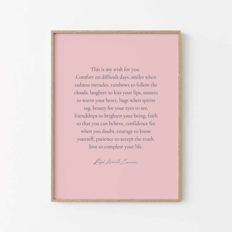 Stampa con citazione di Ralph Waldo Emerson: arte murale letteraria ispiratrice (download digitale) immagine 4