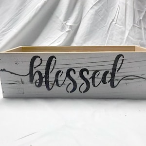 Whitewashed Wooden Box with Custom Messaging, Desk, Dresser or Entryway Decorative Box, Personalized Wooden Herb Planter