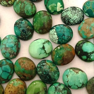 Natural Tibetan Turquoise Oval Shape Flat Back Cabochon Calibrated Gemstone For Handmade Jewelry Making 4x6mm to 13x18mm