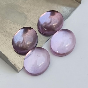 Natural Quartz Doublet in Kunzite Color Quartz Oval Cabochon – Flat Back Calibrated Gemstone for Jewelry Making (5x7mm to 13x18mm)