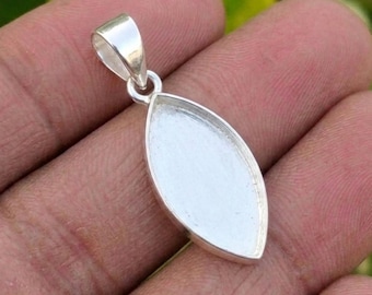 Handmade Pendant Bezel Setting, 925 Silver Pendant Blank Marquise Shaped Mounting